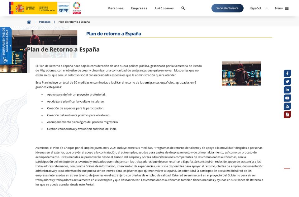 Plan retorno España